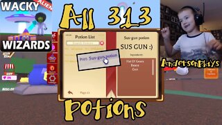 AndersonPlays Roblox Wacky Wizards All Potions - All 313 Potions Book Recipes - Alien Update