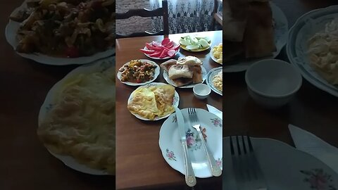 Typical Georgian Breakfast in Svaneti,Georgia #georgiatravel #travel #georgia #georgianfood
