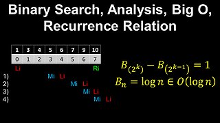 Binary Search, Analysis, Big O, O(logn), Recurrence Relation - Discrete Mathematics