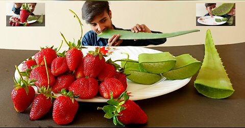 Trying Canadian aloe vera vs strawberry asmr eating