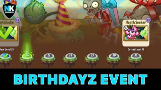 PvZ 2 - Birthdayz Event Finale - Levels 21-25 - Level 1 Plants No Premium