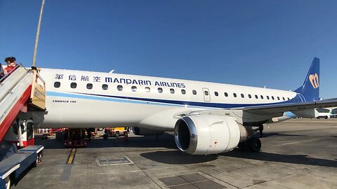RARE!! MANDARIN Airlines Embraer 190 ECONOMY Class: AE981 Kaohsiung to Hong Kong