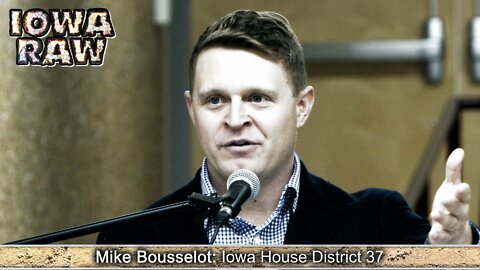 Mike Bousselot Campaigns at Iowa Caucuses in Northview Middle School