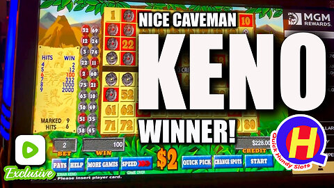 Rumble Exclusive! Nice Caveman KENO Win! QHS Free Play May: Day 18