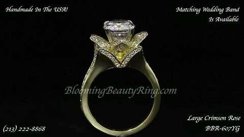 Large Crimson Rose Diamond Engagement Ring in Yellow Gold BBR607-YG