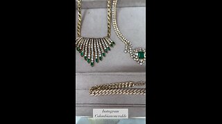 Celebrity trendy styled Colombian emerald big large statement necklaces 18K Platinum