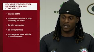 Packers' Davante Adams placed on reserve/COVID-19 list