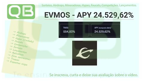 #Apy - #token #Evmos - #Stake com APY de #25.000% e #APR de 555%