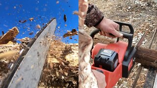 Cutting firewood-Milwaukee M18 battery chainsaw and review
