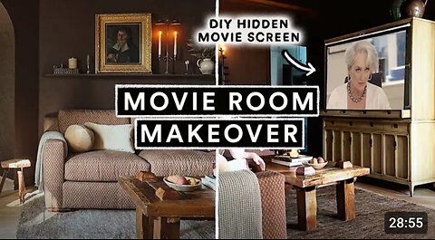 MOODY MOVIE ROOM MAKEOVER ✨ The Reveal ✨ DIY Hidden Movie Screen & Decorating!