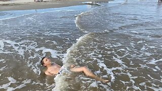 First time swimming in the ocean