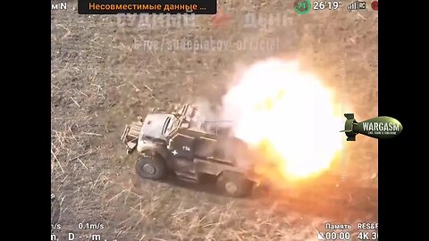 Pickup truck, tank, BMP 2 and a MaxxPro all hit with Russian FPV kamikaze drones