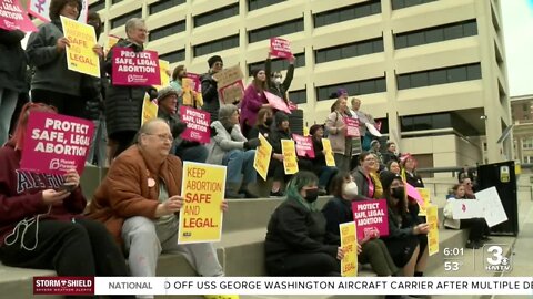 Protesters gather at Omaha City Hall in response to leaked U.S. Supreme Court draft opinion