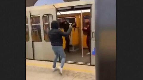 Invader Attacks People On The Subway In Brussels, Belgium