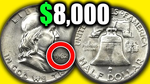 DO YOU HAVE A SILVER FRANKLIN HALF DOLLAR - THESE 1962 HALF DOLLARS COINS ARE WORTH MONEY