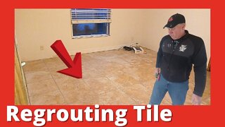 Applying Grout To Tile Floor - Mobile Home
