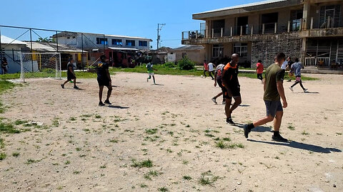 U.S. Sailors, Marines and Colombian Sailors Play Soccer for a Community Relations Outreach