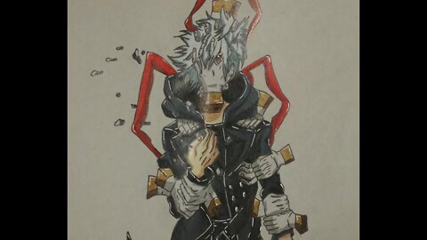 TOMURA SHIGARAKI in color crayons with comments!