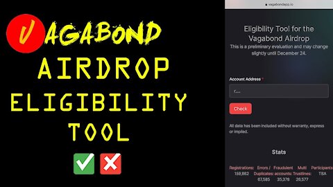 NEW Vagabond ($VGB) Airdrop Verification and Review Tools now available! Did you Qualify?