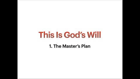 The Master's Plan
