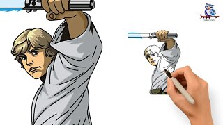 How To Draw Luke Skywalker Master Jedi - Star Wars Tutorial