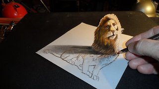 How to draw a 3D lion