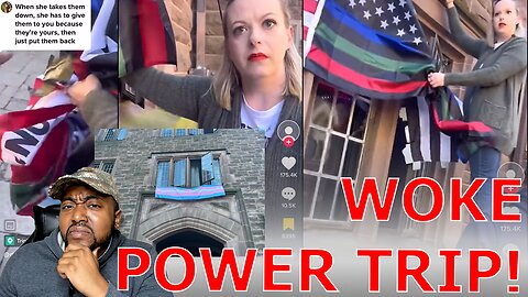 Woke College Administrator Takes Down Conservative Student Flags While Allowing Trans Flags!
