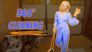 Sweep the bedroom 360VR in a white lace robe