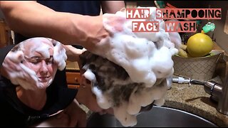 ASMR Hair Shampooing with Face Wash 🧼