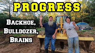 NEW Homestead PROGRESS with Drew's Backhoe, & A Surprise BULLDOZER | shed to house | raw land