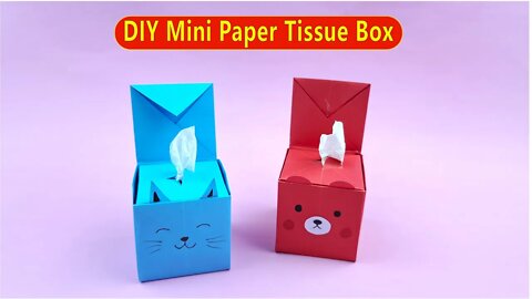 DIY Mini Paper Tissue Box - Easy Origami / Step by Step Papercrafts