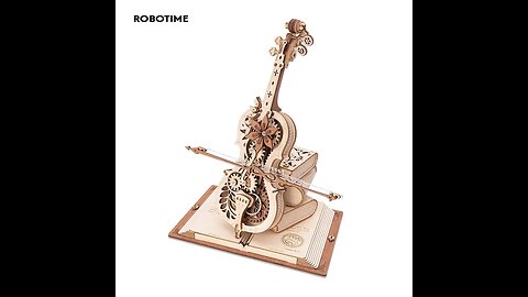 Robotime ROKR 3D Wooden Puzzle Magic Cello Mechanical Music Box Moveable Stem Funny
