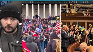 Congress Waves UKRAINE FLAGS, Terrifying Image Shows J6 American Flags Vs. Congress Ukraine Flags