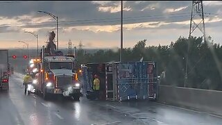 Tractor Trailer Rollover In Quebec