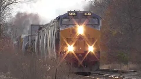 CSX M370 Manifest Mixed Freight Train from Sterling, Ohio November 11, 2023