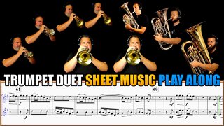 BAROQUE TRUMPET DUET "My Spirit Be Joyful" by J.S.Bach with Brass Septet. Sheet Music Play Along!