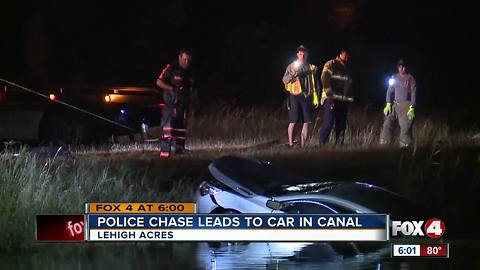 Police chase leads to car in canal