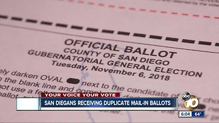 San Diegans receiving duplicate mail-in ballots