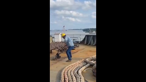 An anchor being lowered on a cargo ship! || World Global