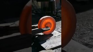 Locomotive Train wheel being forged (CLIP)