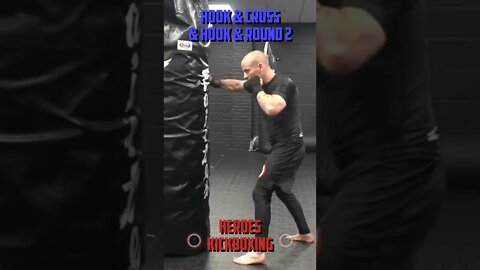 Heroes Training Center | Kickboxing "How To Double Up" Hook & Cross & Hook & Round 2 BH | #Shorts