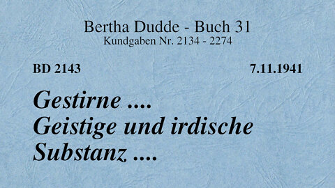 BD 2143 - GESTIRNE .... GEISTIGE UND IRDISCHE SUBSTANZ ....