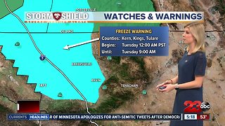 Valley Freeze Warning overnight