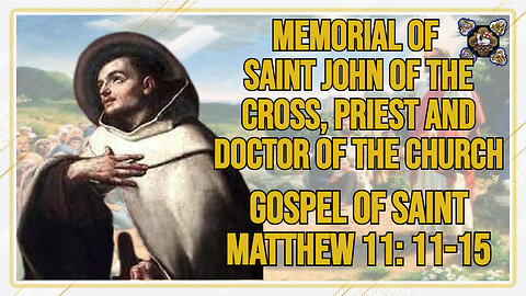 Comments on the Gospel of of Saint John of the Cross, Priest and Doctor of the Church, Mt 11: 11-15