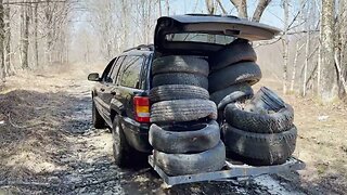 Using the 2000 Jeep Grand Cherokee for Spring Tire Clean Up