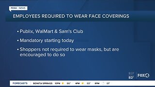 Publix, Walmart & Sams Club require workers to wear face coverings