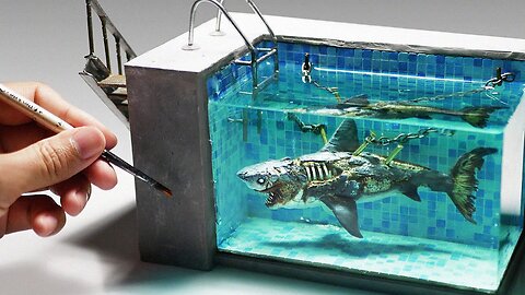 How To Make a Zombie Shark In a Swimming pool Diorama _ Polymer Clay _ Epoxy res