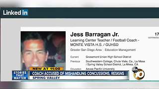 coach accused of mishandling concussions, resigns