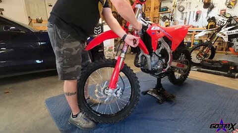 Fixing twisted front forks 2022 Honda CRF450R after dirt bike crash +SUBSCRIBE TO ENTER THE GIVEAWAY