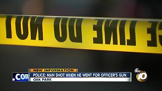 Police: Man shot when went for officer's gun